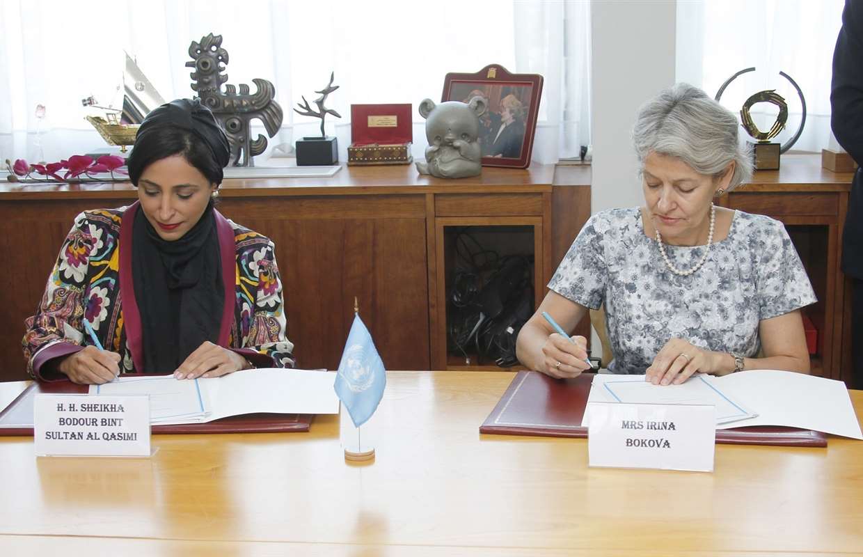 Bodour Al Qasimi Signs MoU with UNESCO  to Enhance Cultural Cooperation 